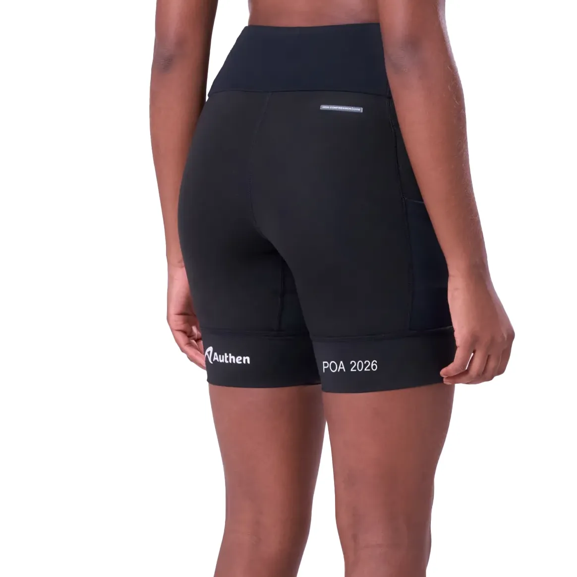 Bermuda feminina Authen preta vista lateral para ajuste
